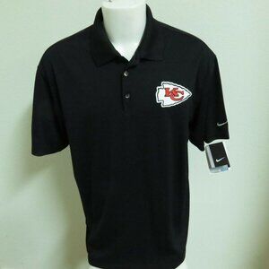 New L-3XL CHIEFS Black Nike Dri-Fit Men's db #02G Polo Shirt
